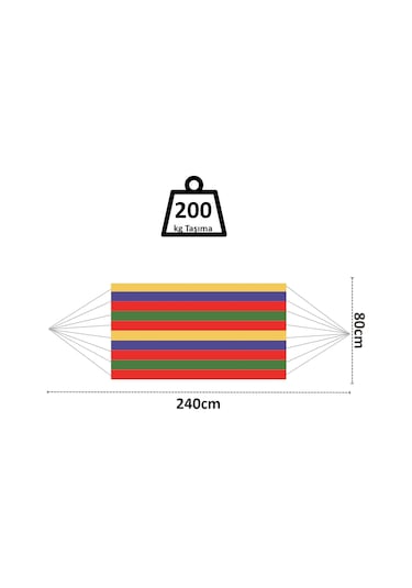 Valkyrie Tek Kişilik 240x80cm Çantalı Kanvas Hamak Çantalı Çok Renkli