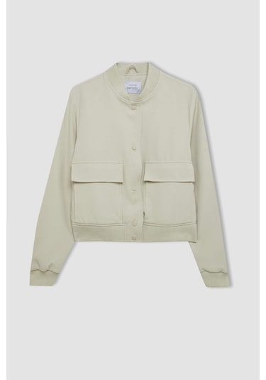 DeFacto Su İtici Kolej Yaka Rüzgar Geçirmez Çıtçıtlı Cepli Kısa Bomber Ceket B3469AX24AUER238