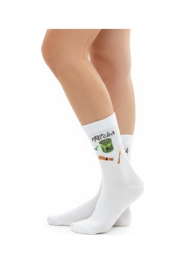 Gost Liria Macha Socks Desenli Unisex Soket Çorap Beyaz