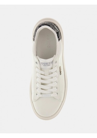 Guess Elbina10 Kadın Beyaz/gümüş Deri Sneaker Flfe10ele12-whısı Beyaz/gümüş