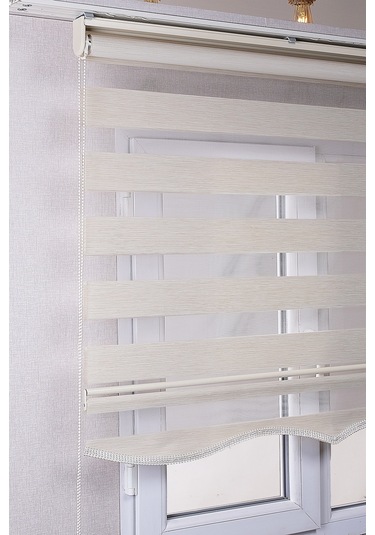 Etekli Krem Bambu Kaliteli Güneşlik Stor Perde Krem