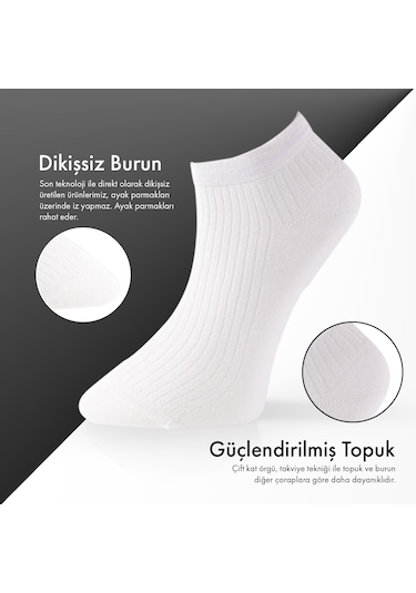 Lion Monroe Saf Bambu Erkek Patik Düz Kısa Beyaz Çorap Dikişsiz Premium Kutulu 6'lı L5952aznp Softaura