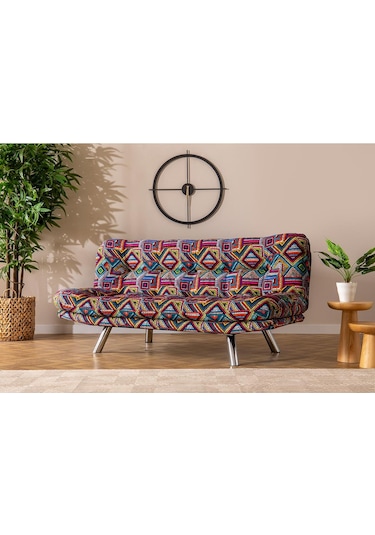 Pafu Hippo Yataklı Üçlü Koltuk - Etnik Desen Renkli