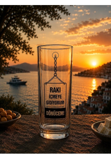 Rakı İçmeye Gidiyorum Döneceğim Özel Tasarım Rakı Bardağı