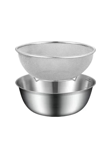 Konesam Stainless Steel Kalın Tabaklı Mutfak Süzgeci: Sebze Yıkama, Pirinç Yıkama Ve Süzme İşleviyle Evde Kullanımı Kolay Gümüş Diğer