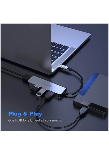 Type C 4 Port Usb 3.0 Hub Usb C Çoklayıcı Alüminyum Gövde