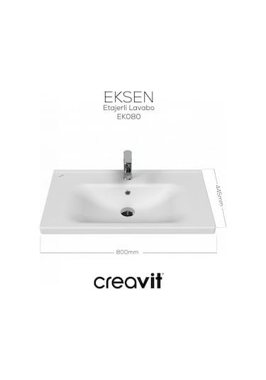 Creavit Eksen Etajerli Lavabo 80 Cm Beyaz Ek080-00cb00e-0000