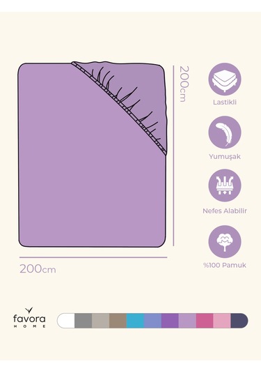 Favora Battal Boy Lastikli Penye Çarşaf - Lila