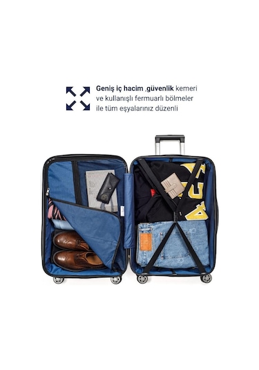 G&d Polo Suitcase Abs 3'lü Lacivert Lüx Valiz Seyahat Seti 600.04-set Lacivert