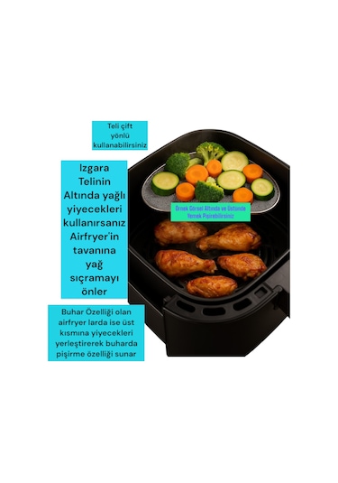 Philips Airfryer 3000 Serisi Hd9257/80 Xl 5.6 Lt Fritöz Buhar Izgarası Ve Yağ Önleyici Aparat