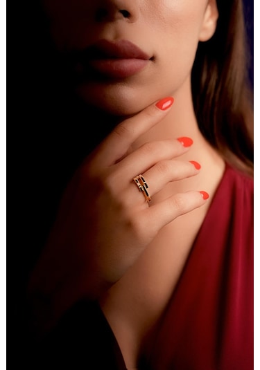 22 Ayar Görünümlü 14 Ayar Altın Kaburga Ajda Yüzük Yzk6704 Beyaz Altın