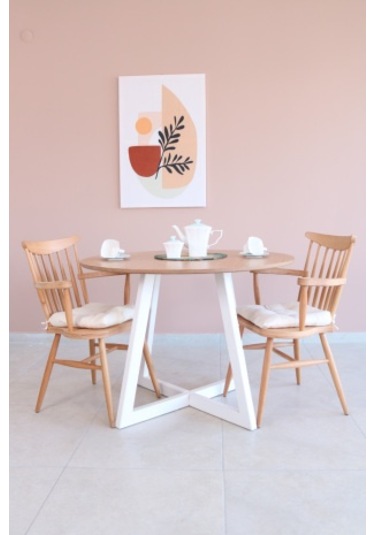 BAMBU Renk Yuvarlak Yemek Masası, Modern BAMBU MDF  Yemek Masası,