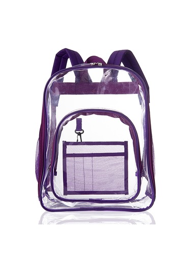 Skycity Şeffaf Pvc Materyalli Su Geçirmez Gezgin Çift Omuzlu Büyük Kapasiteli Sırt Çantası Mor Mor