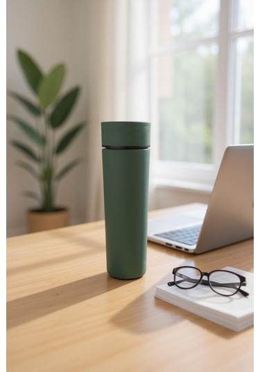 Frefly Store Vvakumlu Sıcak Soğuk Süt Kahve Su 500ml Termos Açık Yeşil