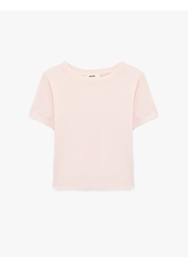 Koton Slim Fit Kısa Kollu Bisiklet Yaka Basic Tişört Pembe 6sak50400ek Gül