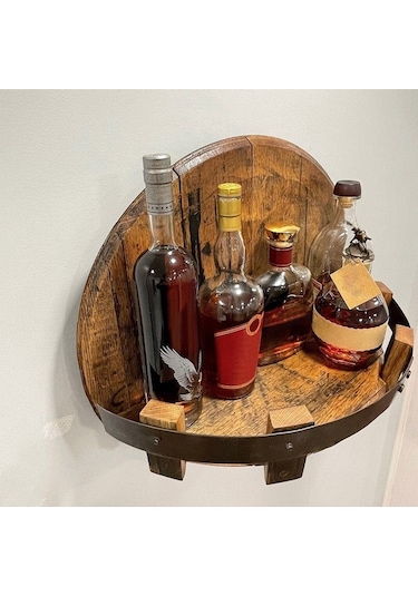 Sones Duvara Monte Ahşap Şarap Teşhir Standı Depolama Rafı-gri Gri