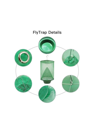 Aubyhe 6 Adet Demir Tel Musluklu Sinek Tutma Kafesi - Yeşil Renkli Plastik Ve Gazlı Elemanlı Sinek Tuzağı