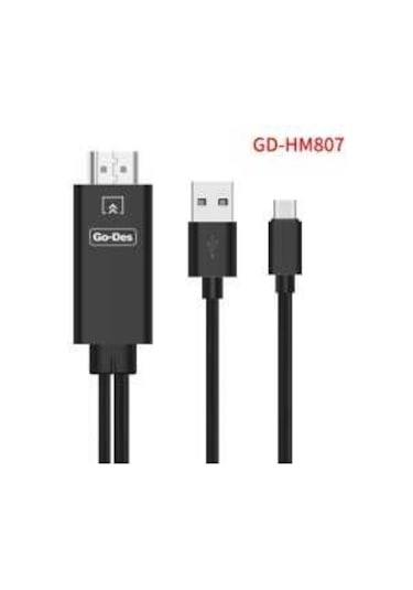Go Des GD-HM807 Type-C HDMI 4K Kablo 180 cm Görüntü Aktarım Kablosu - Siyah ZORE-260171