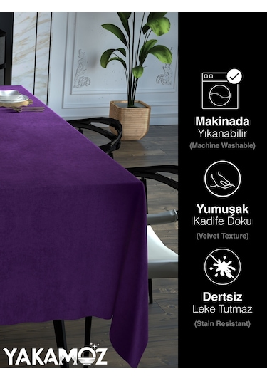 Tatlı Mor Kadife Dokulu Masa Örtüsü Dertsiz Velvet Touch Serisi Tatlı Mor