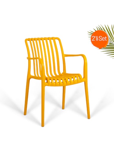 Paris Lüks Kafe Sandalyesi 2'li Set Sarı