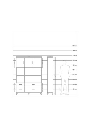 Arges Dolap 8 Raflı 4 Çekmeceli 3 Kapaklı 132x30x195 Antrasit... Antrasit