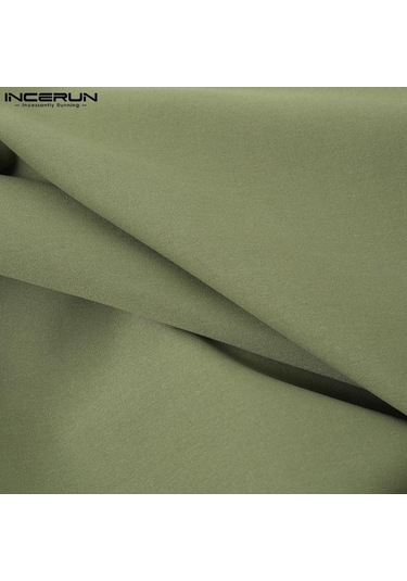 Incerun Erkek Düz Renk Kırpılmış Rahat Yaka Rüzgarlık Mont Ceketler Haki