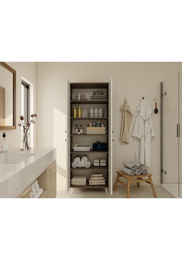Vadi Çok Amaçlı Banyo/kiler Dolabı Antrasitmeşe-beyaz Renk Beyaz