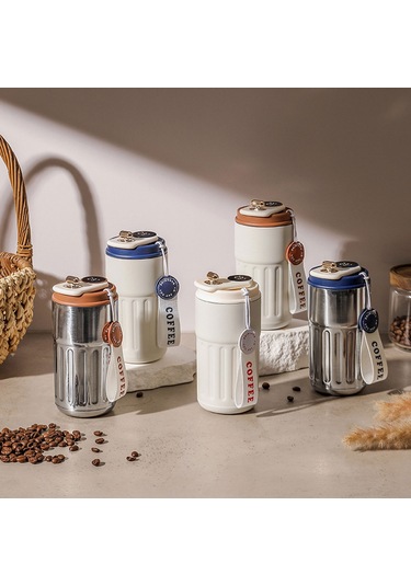 Yaozixa 450ml Akıllı Sıcaklık Ölçer Termos Bardak - 316 Çelik, 6-12 Saat Isı Saklama, Ev Ofis Araç Dışı Kullanım - Bulut Mavi