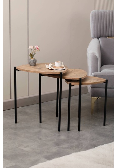 Sehpol Jasmin Zigon Sehpa 3'lü Siyah