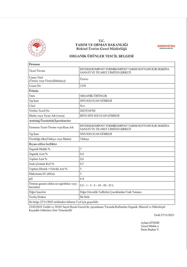 Rivo Sıvı Solucan Gübresi 1 Litre 1 L