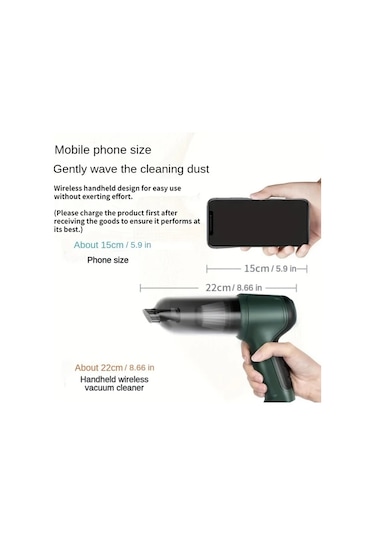 Elmpaly Üçü Bir Arada Yüksek Güçlü Kablosuz Sku Ev Ve Araç Şarjlı Süpürge Toz Temizleyici Uzun Ömürlü