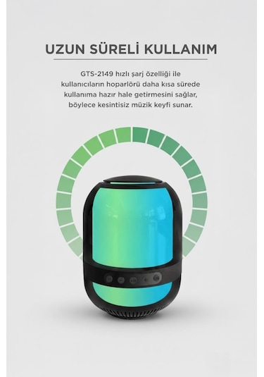Torima GTS-2149 Bluetooth 5.0 Taşınabilir RGB Işıklı Kablosuz Hoparlör