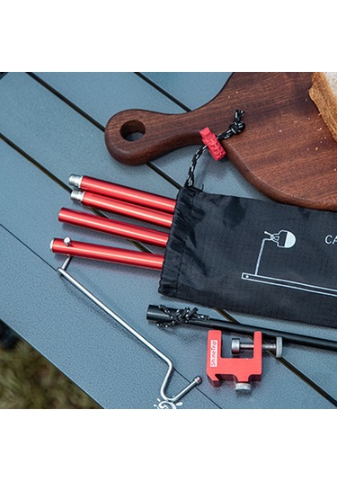 Moveevo Alüminyum Çift Kullanimlı Kamp Işığı Tutucu - Çekirdekli, Katlanabilir, Taşınabilir - Masa/toprak Tabanlı, Siyah Siyah