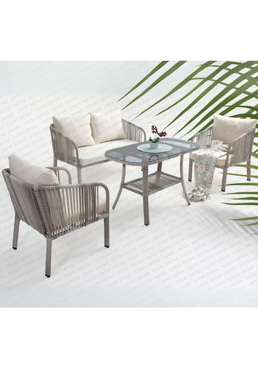 Capri Swing Artemis İkili Rattan Balkon Bahçe Takımı Beyaz