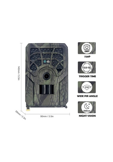 Teltree 5mp 720p Dış Mekan Kamera, Ip54 Su Geçirmez, 0.8s Hızlı Tetikleme, 49ft Işık Sensörlü, Vahşi Hayat Gözlem Ve Güvenlik Kamerası Çok Renkli