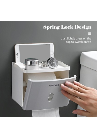 Suofeng Gri Modern Duşakabin Kağıt Dispenseri - Abs Malzeme, Seffaf Pencere, Yay Kilit Ve Zımba Sahnesi - Zımba İle Kolay Kurulum