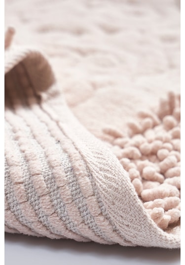 Tiffany 2'li Pamuklu Klozet Takımı, Pudra Banyo Paspas Seti 60 x 100 / 50 x 60 CM Pudra