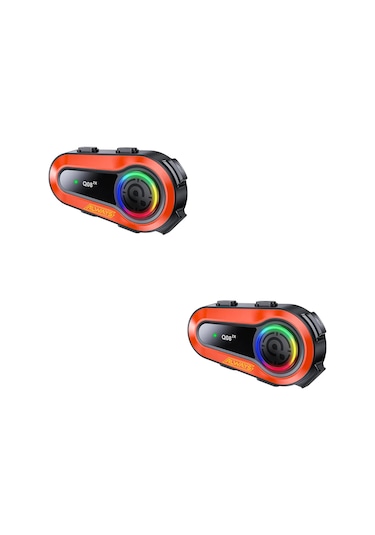 2 Adet Q08 2x 1000m Telsiz Mesafeli Özellikli 2 Kişi Bağlantılı Bluetooth Kask Kulaklık Ekranlı Fenerli Mü