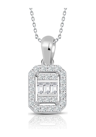 Modern Tasarım 0.30 Ct Baget Kare Tektaş Kolye