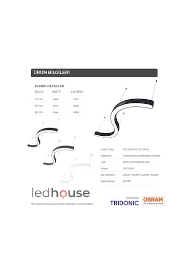 Modern Led Avize Dekoratif Linear Armatür Lineer (546805478)