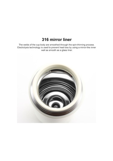 500ml 316 Paslanmaz Çelik Termos Bardak Şık Bardak Beyaz