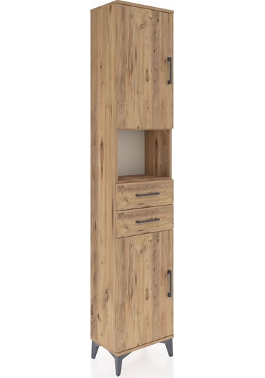 Arges Dolap 4 Raflı 2 Çekmeceli 2 Kapaklı 44x30x221 Çam-çam Atlas Çam