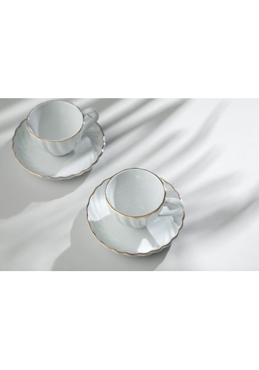 Nehir Yasemin Beyaz 12 Parça Porselen Çay Takımı  92007