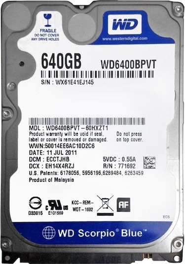 Western Digital Scorpio Blue WD6400BPVT 640 GB HDD