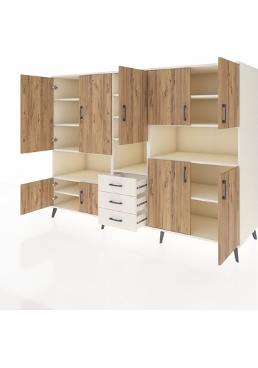 Kronos Dolap 13 Raflı 3 Çekmeceli 9 Kapaklı 220x59x163 Aytaşı-çam Aytaşı-çam/aytaşı