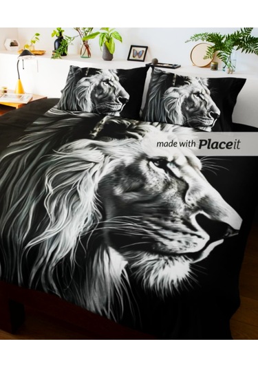 Özel Tasarım Çift Kişilik Nevresim Takımı 240x260 Cm Pamuk Saten, Siyah Beyaz