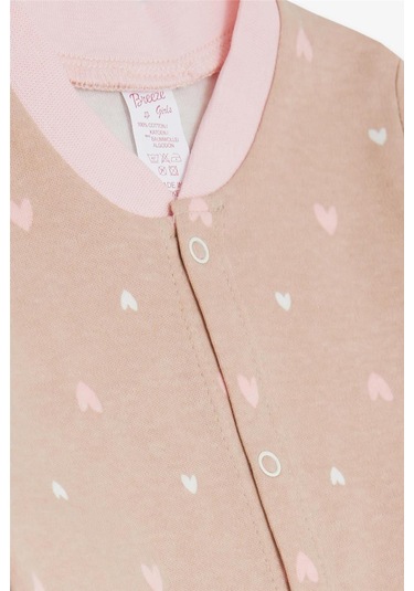 Breeze Kız Bebek Tulum Renkli Kalp Desenli 0-3 Ay-6 Ay, Açık Kahverengi-Açık Kahverengi