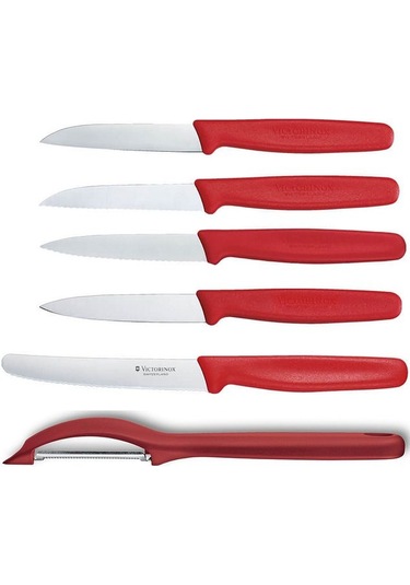 Kırmızı 6 Li Büyük Soyma Seti Kırmızı