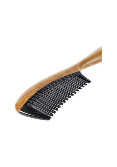 Sorendy Pelesenk Ağaç Kaplamalı Kemik Tarak 20 Cm At-105 Geniş Dişli Ahşap Saç Tarağı Doğal