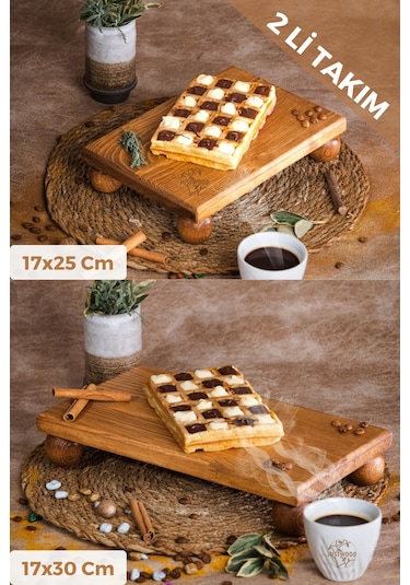 Justwood 2'li Risus Top Ayaklı 17x25 ve 17x30 CM Ahşap Dikdörtgen